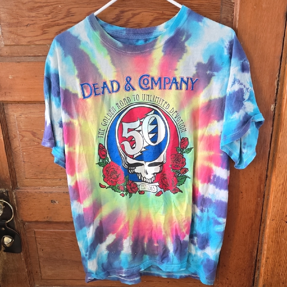 Grateful Dead Tie-Dye Short Sleeve Tee - Blue, Red, Yellow
